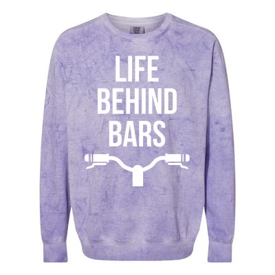 Life Behind Bars Mtb Funny Mountain Bike Cyclist Handlebars Gift Colorblast Crewneck Sweatshirt