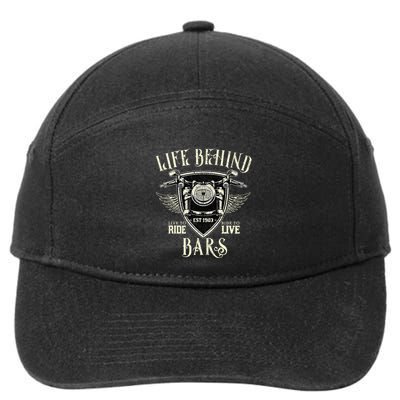 Life Behind Bars Motorcycle Rider Vintage Chopper Biker Gift 7-Panel Snapback Hat