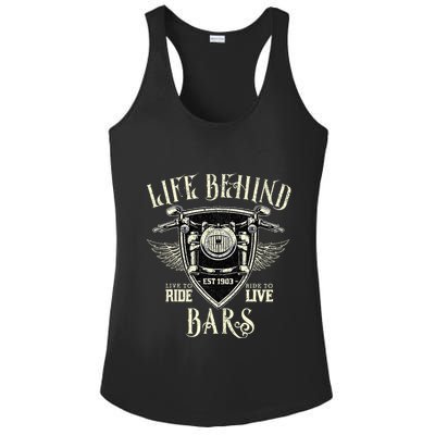 Life Behind Bars Motorcycle Rider Vintage Chopper Biker Gift Ladies PosiCharge Competitor Racerback Tank