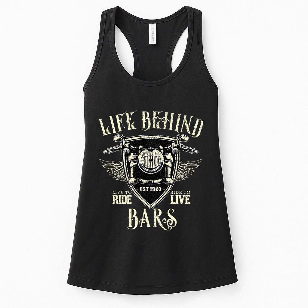 Life Behind Bars Motorcycle Rider Vintage Chopper Biker Gift Womens Tank Top