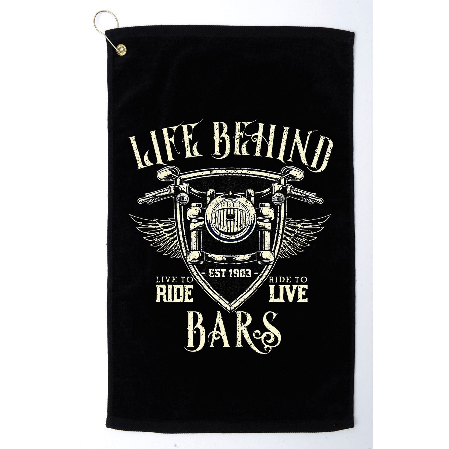 Life Behind Bars Motorcycle Rider Vintage Chopper Biker Gift Golf Towel