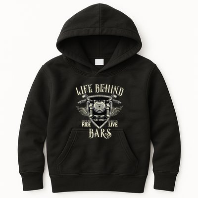 Life Behind Bars Motorcycle Rider Vintage Chopper Biker Gift Kids Hoodie