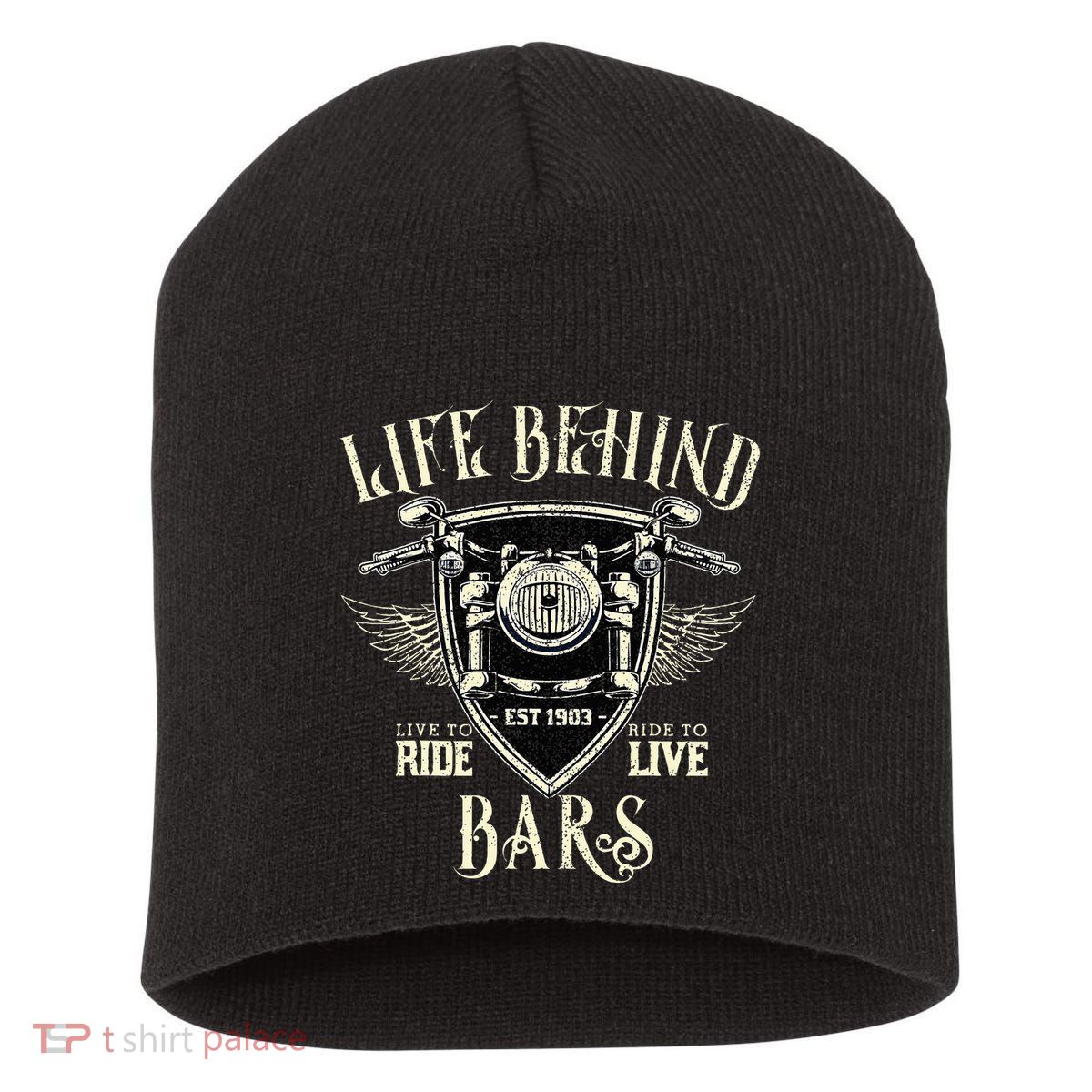 Life Behind Bars Motorcycle Rider Vintage Chopper Biker Gift Short Acrylic Beanie