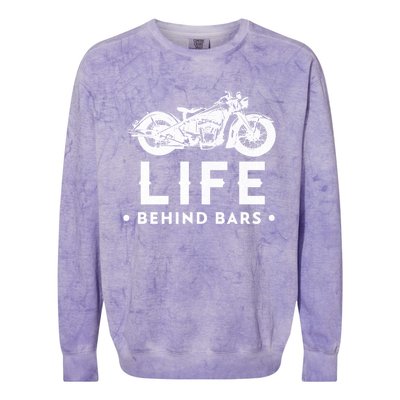 Life Behind Bars Retro Motorcycle Biker Meaningful Gift Colorblast Crewneck Sweatshirt