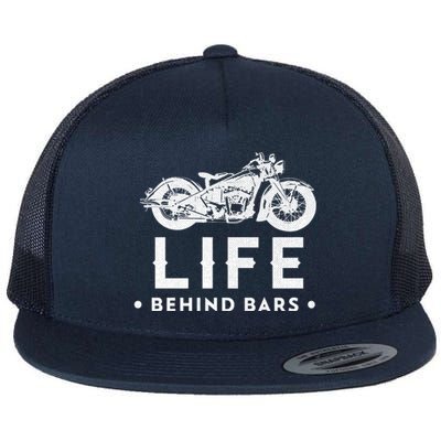 Life Behind Bars Retro Motorcycle Biker Meaningful Gift Flat Bill Trucker Hat