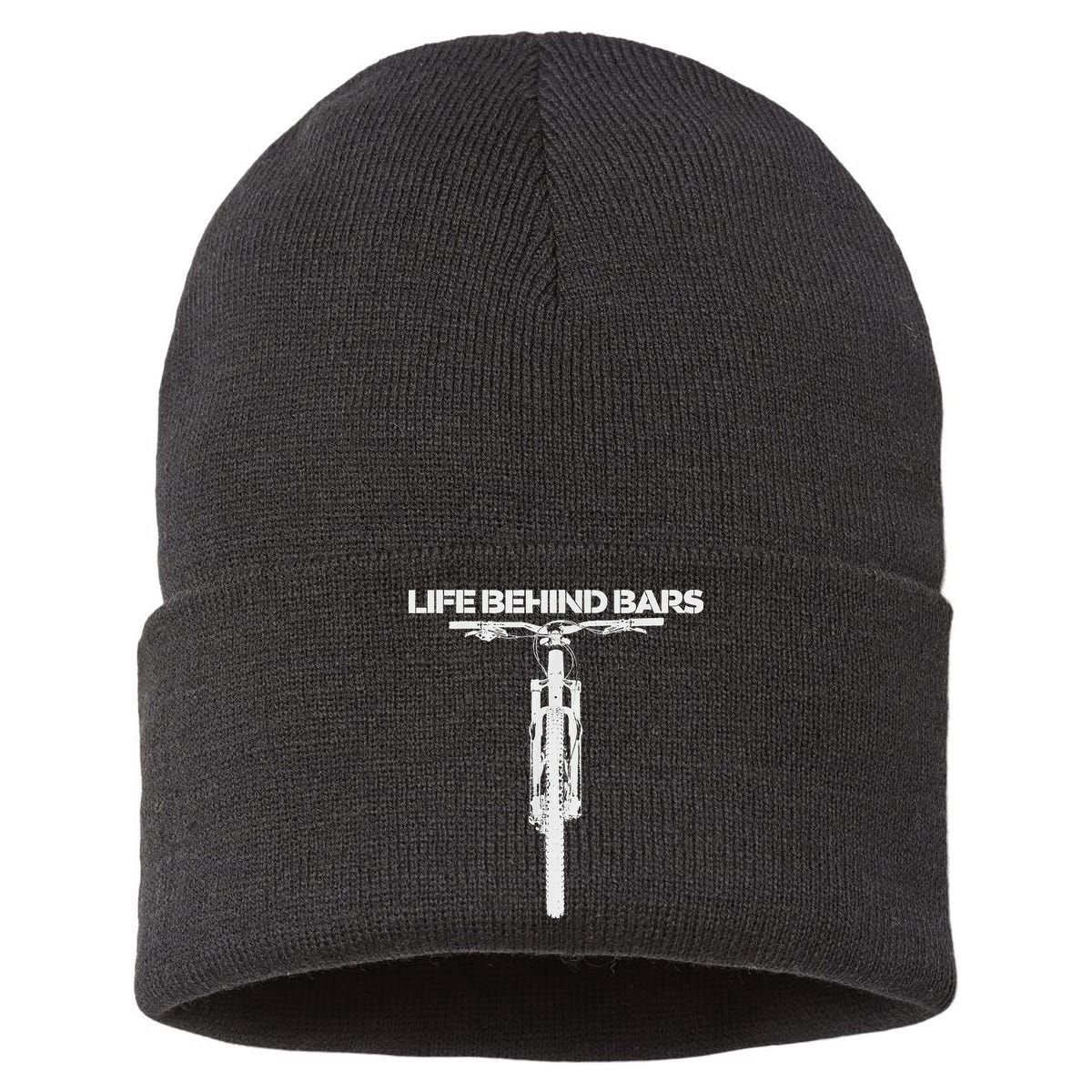 Life Behind Bars Mb Mountain Biking Cyclists Bikers Sustainable Knit Beanie
