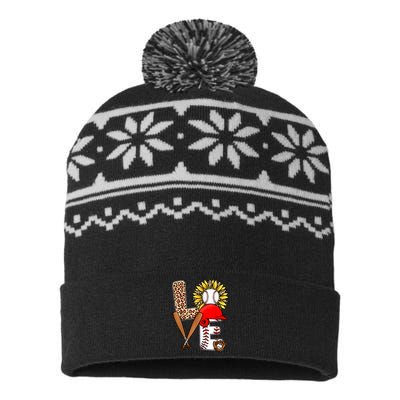 Love Baseball Baseball Fan Lover Bat Player USA-Made Snowflake Beanie