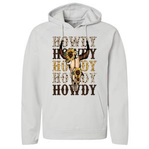 Leopard Boho Bull Skull Sunflower Howdy Western Country Performance Fleece Hoodie