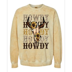 Leopard Boho Bull Skull Sunflower Howdy Western Country Colorblast Crewneck Sweatshirt