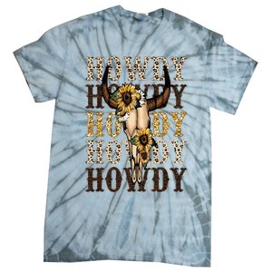 Leopard Boho Bull Skull Sunflower Howdy Western Country Tie-Dye T-Shirt