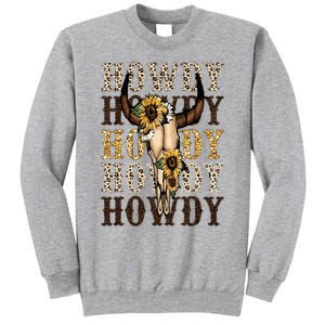 Leopard Boho Bull Skull Sunflower Howdy Western Country Tall Sweatshirt