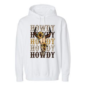 Leopard Boho Bull Skull Sunflower Howdy Western Country Garment-Dyed Fleece Hoodie