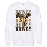 Leopard Boho Bull Skull Sunflower Howdy Western Country Garment-Dyed Sweatshirt