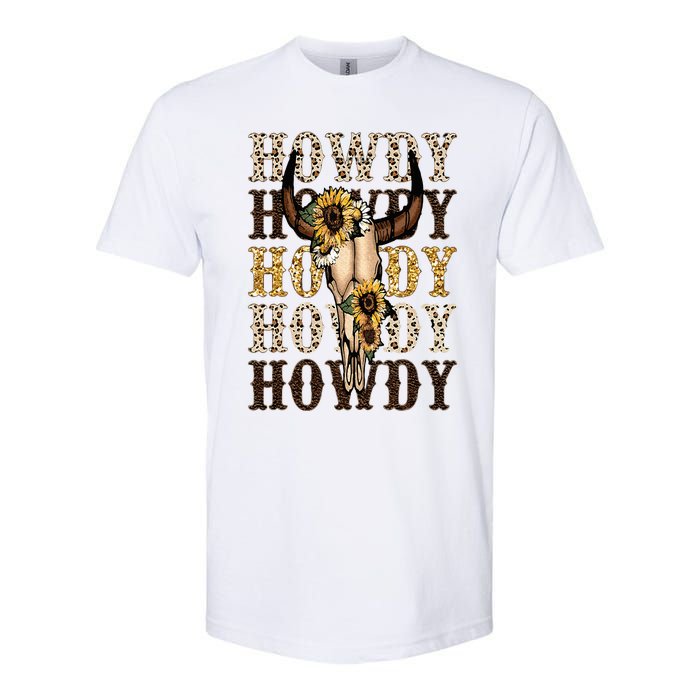 Leopard Boho Bull Skull Sunflower Howdy Western Country Softstyle CVC T-Shirt