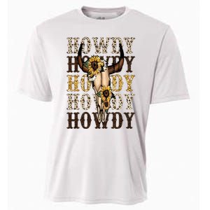 Leopard Boho Bull Skull Sunflower Howdy Western Country Cooling Performance Crew T-Shirt