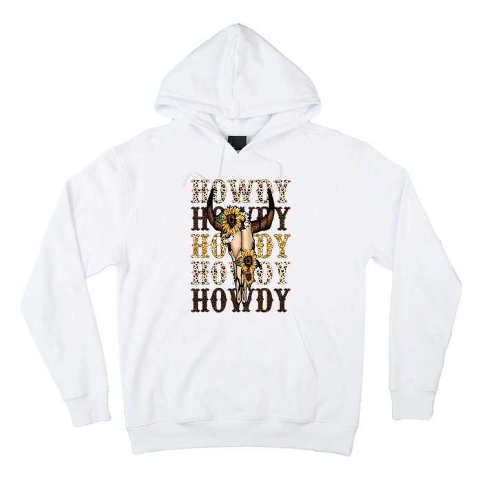 Leopard Boho Bull Skull Sunflower Howdy Western Country Hoodie