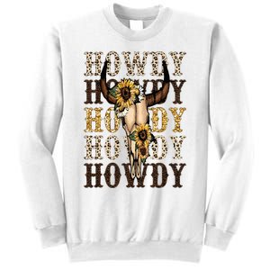 Leopard Boho Bull Skull Sunflower Howdy Western Country Sweatshirt