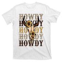 Leopard Boho Bull Skull Sunflower Howdy Western Country T-Shirt