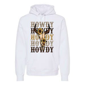 Leopard Boho Bull Skull Sunflower Howdy Western Country Premium Hoodie