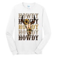 Leopard Boho Bull Skull Sunflower Howdy Western Country Tall Long Sleeve T-Shirt