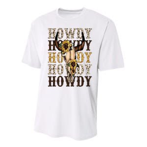 Leopard Boho Bull Skull Sunflower Howdy Western Country Performance Sprint T-Shirt