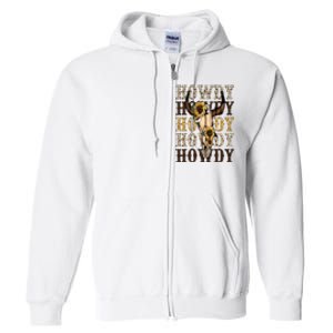 Leopard Boho Bull Skull Sunflower Howdy Western Country Full Zip Hoodie