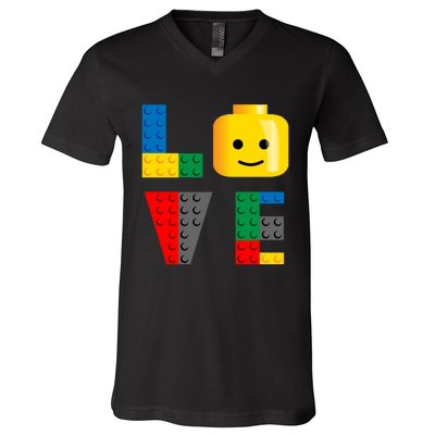 Love Blocks Bricks Toy V-Neck T-Shirt