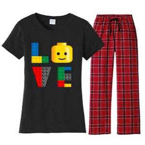 Love Blocks Bricks Toy Women's Flannel Pajama Set