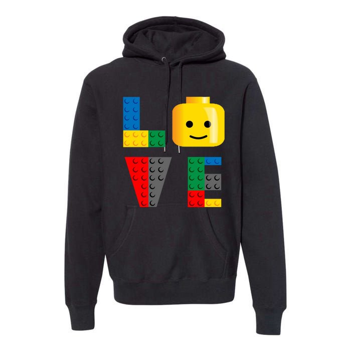 Love Blocks Bricks Toy Premium Hoodie