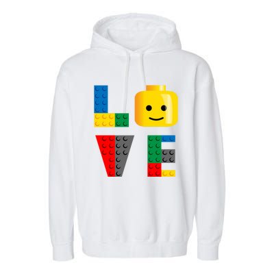 Love Blocks Bricks Toy Garment-Dyed Fleece Hoodie