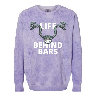 Life Behind Bars Vintage Motorcycle Rider Bikers Funny Gift Colorblast Crewneck Sweatshirt