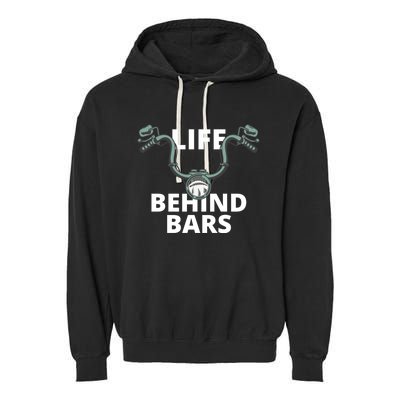 Life Behind Bars Vintage Motorcycle Rider Bikers Funny Gift Garment-Dyed Fleece Hoodie