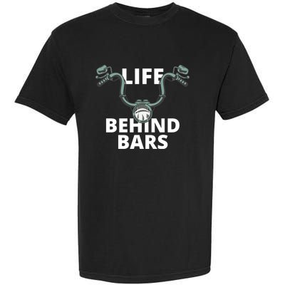 Life Behind Bars Vintage Motorcycle Rider Bikers Funny Gift Garment-Dyed Heavyweight T-Shirt