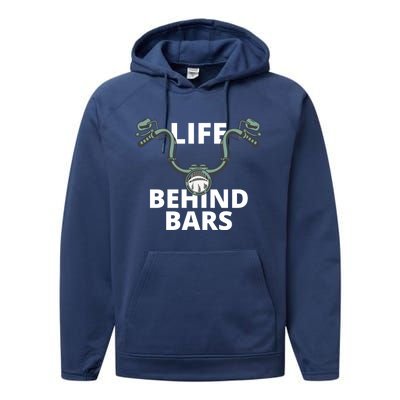 Life Behind Bars Vintage Motorcycle Rider Bikers Funny Gift Performance Fleece Hoodie