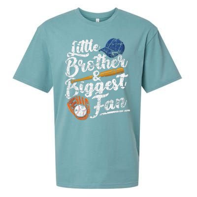 Little Brother Biggest Fan Baseball Funny Sueded Cloud Jersey T-Shirt