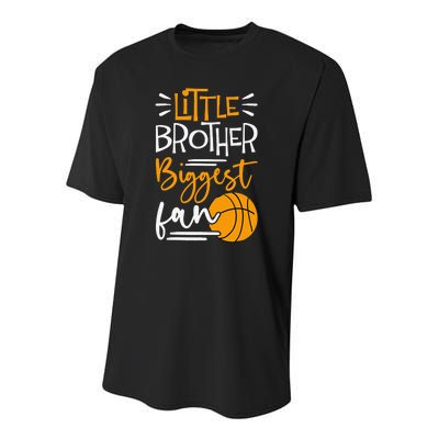 Little Brother Biggest Fan Basketball Basketball Youth Performance Sprint T-Shirt