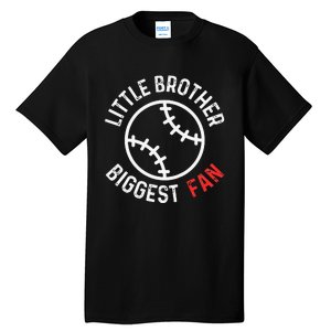 Little Brother Biggest Fan Baseball Season Tall T-Shirt