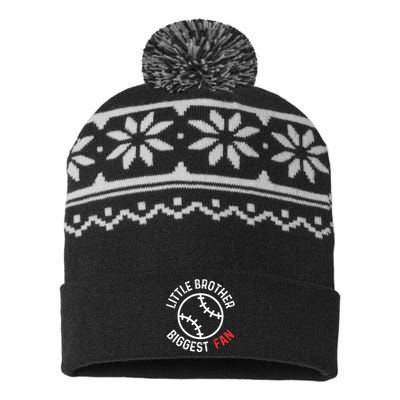 Little Brother Biggest Fan Baseball Season USA-Made Snowflake Beanie