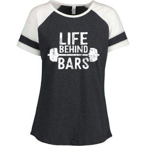 Life Behind Bars Weight Lifting Gym Workout Bodybuilding Gift Enza Ladies Jersey Colorblock Tee