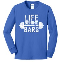 Life Behind Bars Weight Lifting Gym Workout Bodybuilding Gift Kids Long Sleeve Shirt