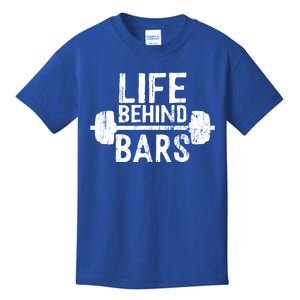 Life Behind Bars Weight Lifting Gym Workout Bodybuilding Gift Kids T-Shirt