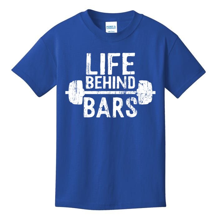 Life Behind Bars Weight Lifting Gym Workout Bodybuilding Gift Kids T-Shirt