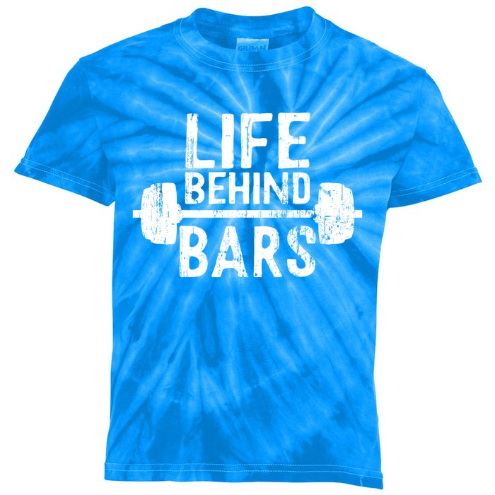 Life Behind Bars Weight Lifting Gym Workout Bodybuilding Gift Kids Tie-Dye T-Shirt