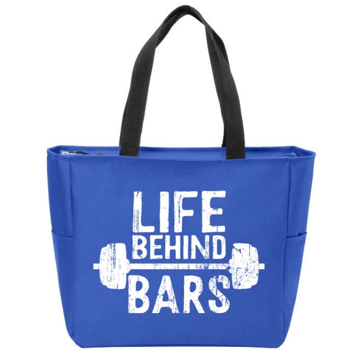 Life Behind Bars Weight Lifting Gym Workout Bodybuilding Gift Zip Tote Bag