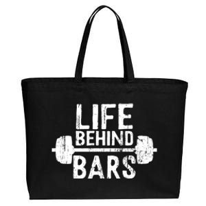 Life Behind Bars Weight Lifting Gym Workout Bodybuilding Gift Cotton Canvas Jumbo Tote