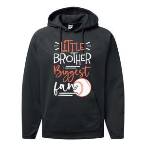 Little Brother Biggest Fan Baseball Season Performance Fleece Hoodie