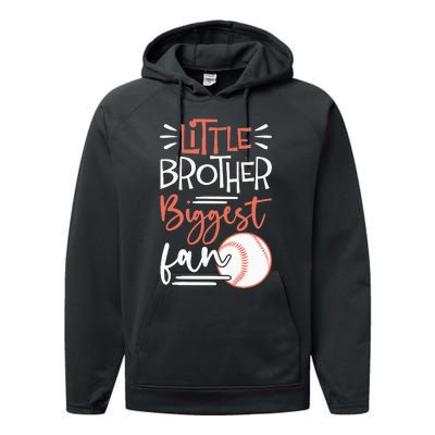 Little Brother Biggest Fan Baseball Season Performance Fleece Hoodie