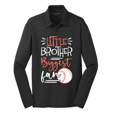 Little Brother Biggest Fan Baseball Season Silk Touch Performance Long Sleeve Polo