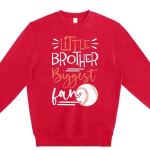 Little Brother Biggest Fan Baseball Season Premium Crewneck Sweatshirt