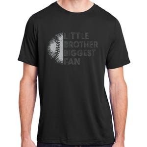 Little Brother Biggest Fan Baseball Season Gift Adult ChromaSoft Performance T-Shirt